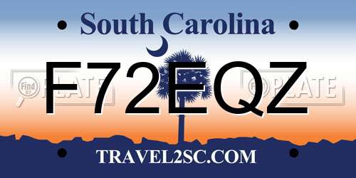 F72EQZ South Carolina License Plate