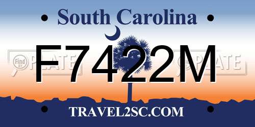 F7422M South Carolina License Plate