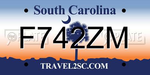 F742ZM South Carolina License Plate