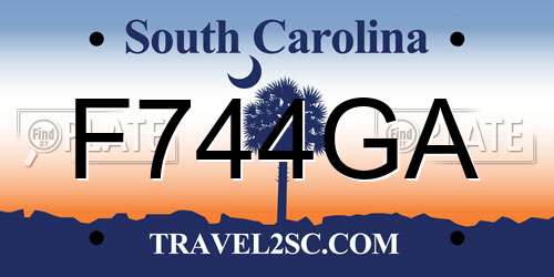 F744GA South Carolina License Plate