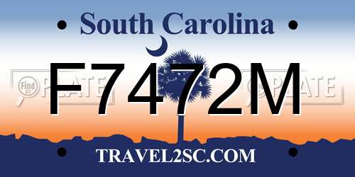 F7472M South Carolina License Plate
