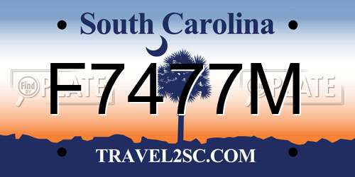 F7477M South Carolina License Plate