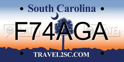 F74AGA South Carolina License Plate