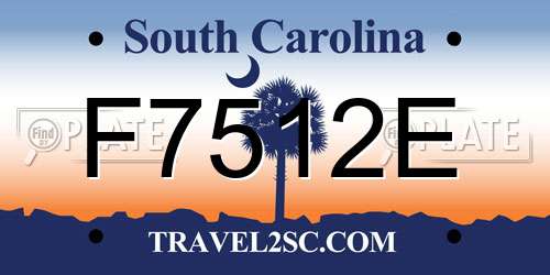 F7512E South Carolina License Plate