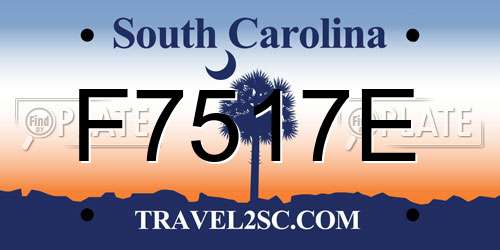 F7517E South Carolina License Plate