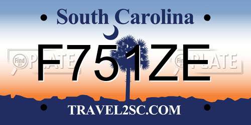 F751ZE South Carolina License Plate