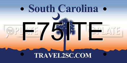 F75ITE South Carolina License Plate
