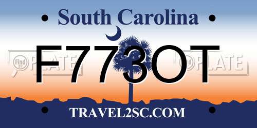 F773OT South Carolina License Plate