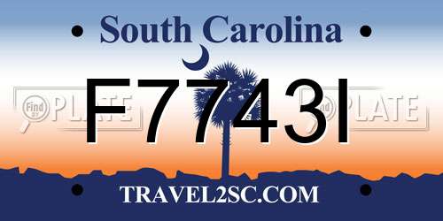 F7743I South Carolina License Plate