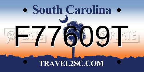 F77609T South Carolina License Plate