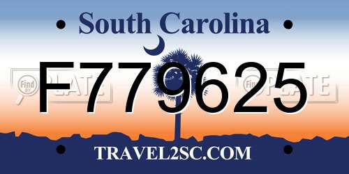 F779625 South Carolina License Plate