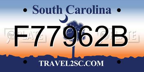 F77962B South Carolina License Plate
