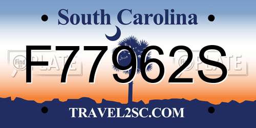 F77962S South Carolina License Plate