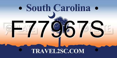 F77967S South Carolina License Plate