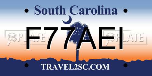 F77AEI South Carolina License Plate