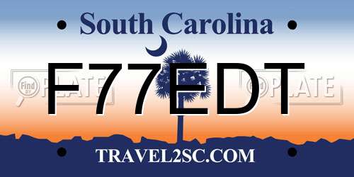 F77EDT South Carolina License Plate