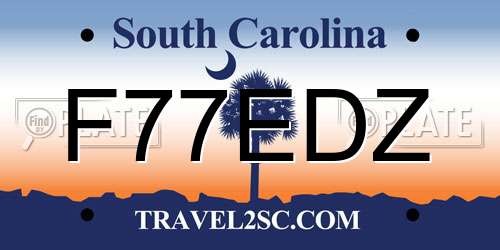 F77EDZ South Carolina License Plate