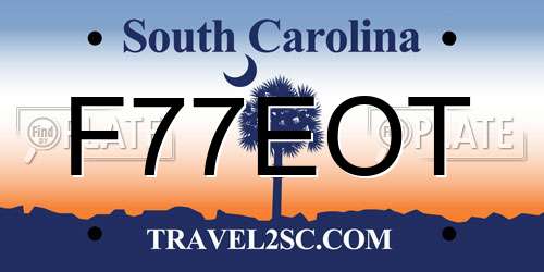 F77EOT South Carolina License Plate