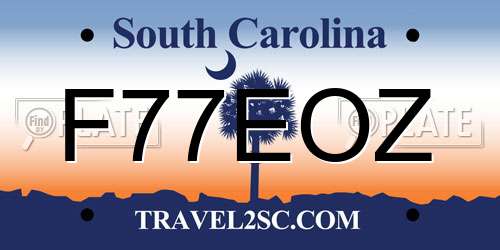 F77EOZ South Carolina License Plate