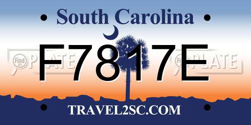 F7817E South Carolina License Plate
