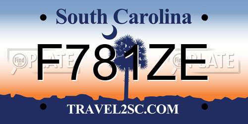 F781ZE South Carolina License Plate