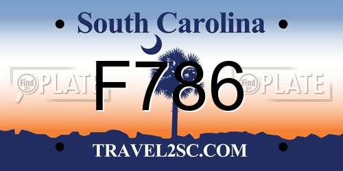 F786 South Carolina License Plate