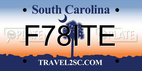 F78ITE South Carolina License Plate