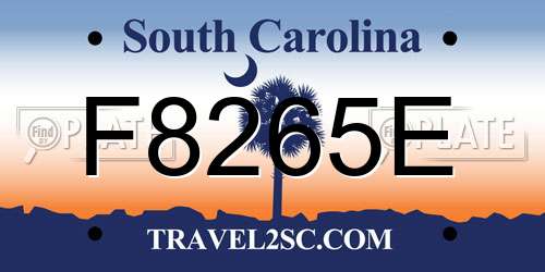 F8265E South Carolina License Plate