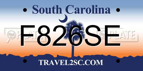 F826SE South Carolina License Plate