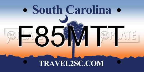 F85MTT South Carolina License Plate