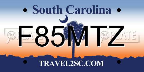F85MTZ South Carolina License Plate