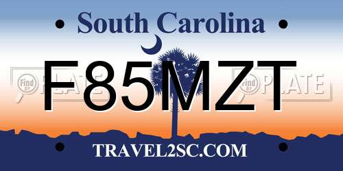 F85MZT South Carolina License Plate