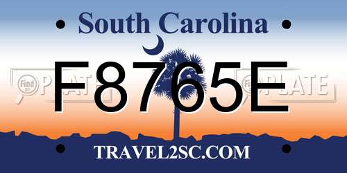 F8765E South Carolina License Plate