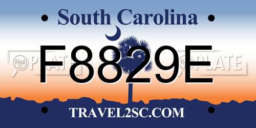 F8829E South Carolina License Plate