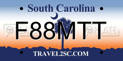 F88MTT South Carolina License Plate