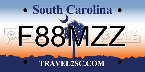 F88MZZ South Carolina License Plate