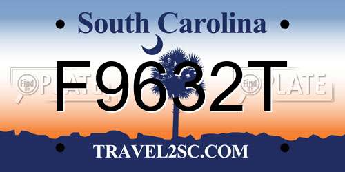 F9632T South Carolina License Plate