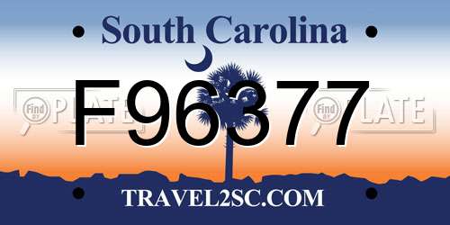 F96377 South Carolina License Plate