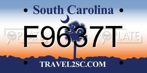 F9637T South Carolina License Plate
