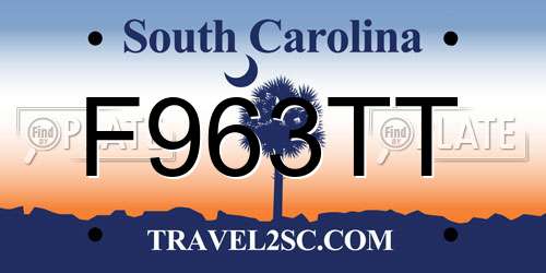 F963TT South Carolina License Plate
