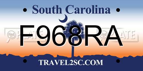 F968RA South Carolina License Plate