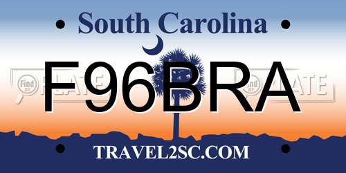 F96BRA South Carolina License Plate