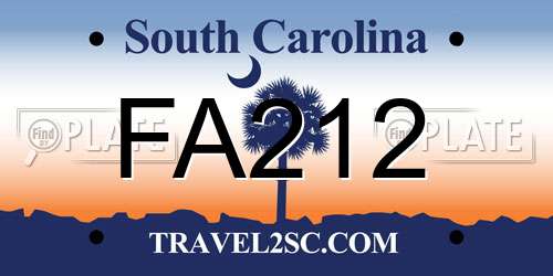 FA212 South Carolina License Plate