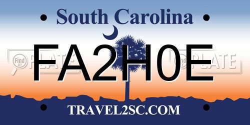 FA2H0E South Carolina License Plate