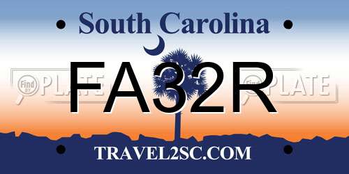 FA32R South Carolina License Plate
