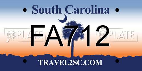 FA712 South Carolina License Plate