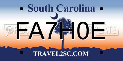 FA7H0E South Carolina License Plate