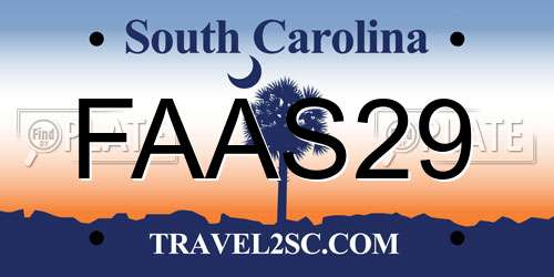 FAAS29 South Carolina License Plate
