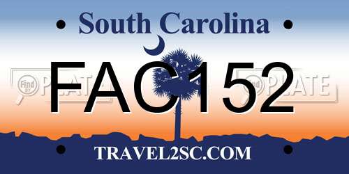 FAC152 South Carolina License Plate