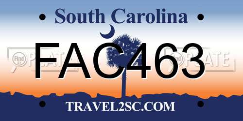 FAC463 South Carolina License Plate